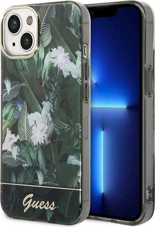 Guess Jungle Collection iPhone 14 Dėklas - Žalias