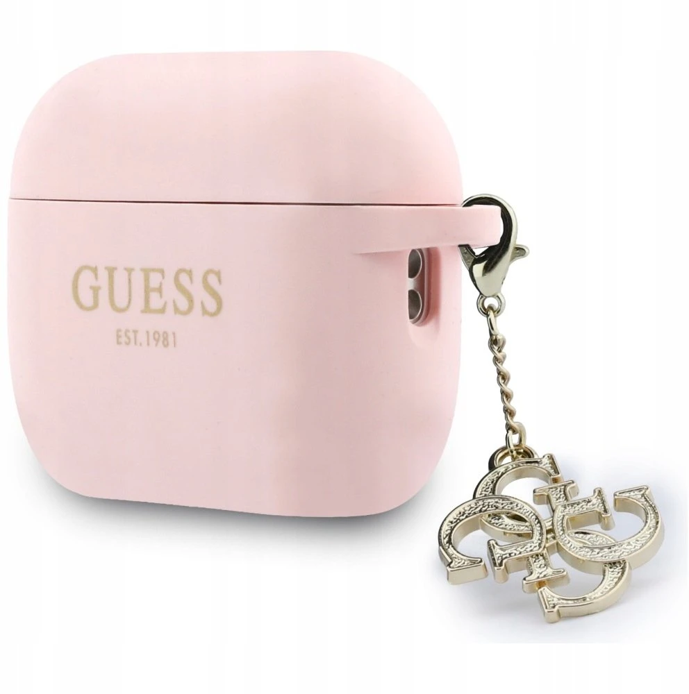 Guess 4G Charm Silicone dėklas skirtas Apple AirPods Pro 3 rožinės spalvos