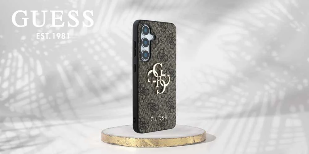 Guess Big 4G Logo Classic Logo Samsung Galaxy S25 dėklas telefonui rudos spalvos
