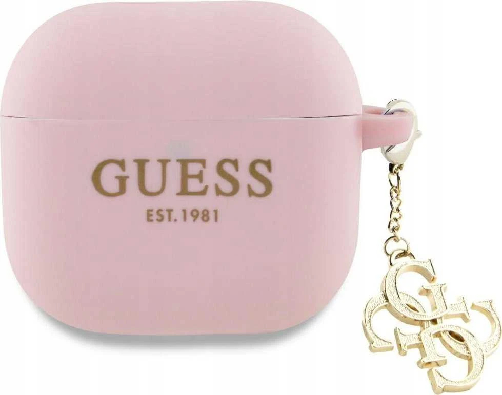 Dėklas Guess GUA4LECG4P AirPods 4 cover pink Silicone 4G Charm