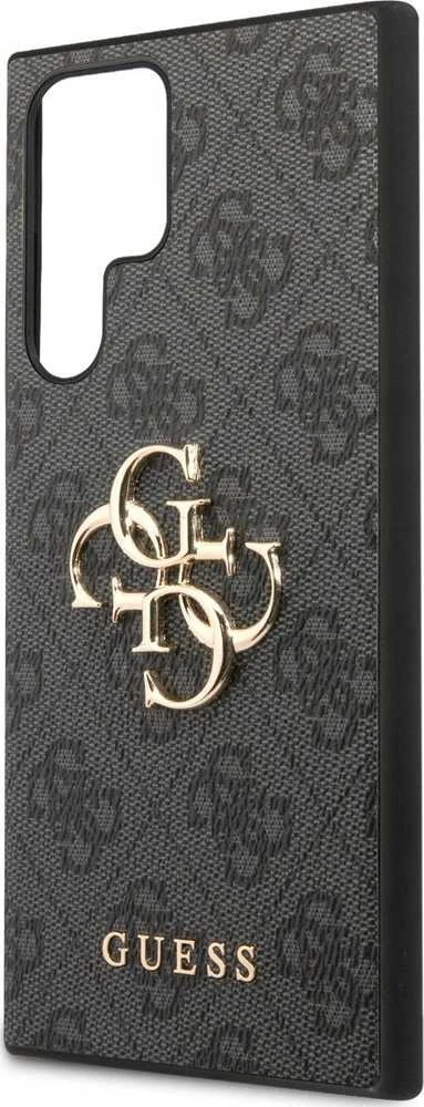 Guess PU 4G Metal Logo dėklas skirtas Samsung Galaxy S23 Ultra pilkos spalvos