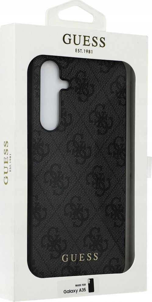 Guess GUOHCSA35G4GFGR A35 A356 juodos spalvos kietas dėklas 4G Metal Gold Logo