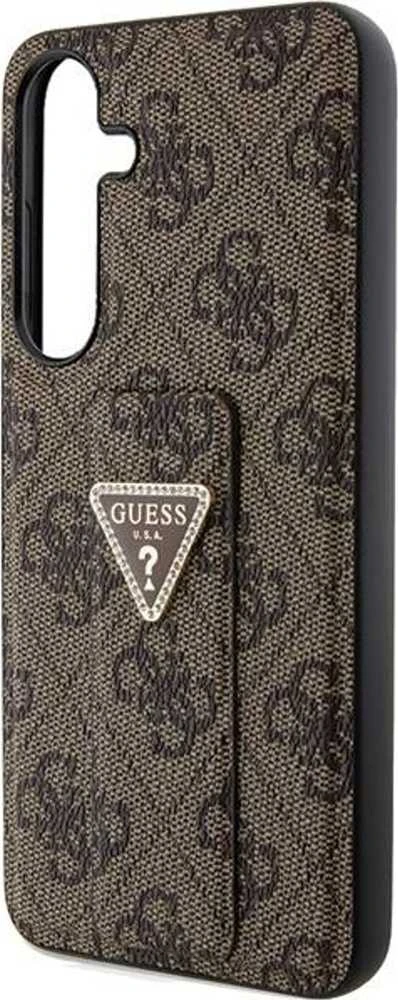 Guess GUHCS24SPGS4TDW S24 S921 rudos spalvos kietas dėklas Grip Stand 4G Triangle Strass