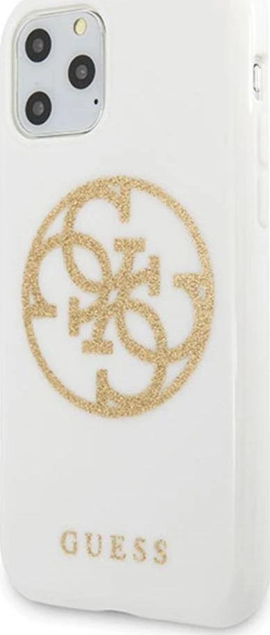 Apple iPhone 11 Pro Max Guess Hard dėklas Glitter 4G Circle Logo (GUHCN65TPUWHGLG) baltos spalvos