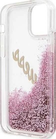 Dėklas GUESS GUHCP12SGLVSPI HARD CASE GLITTER VINTAGE SCRIPT IPHONE 12 MINI Rožinis
