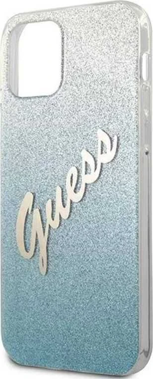 Apple iPhone 12 Mini Guess dėklas Glitter Gradient Script (GUHCP12SPCUGLSBL) mėlynos spalvos