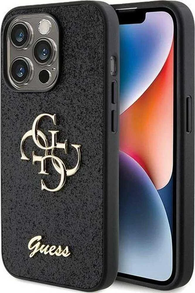 Dėklas GUESS GUHCP15LHG4SGK IPHONE 15 PRO 6.1 "Juodas/Juodas HARDCASE GLITTER SCRIPT BIG 4G