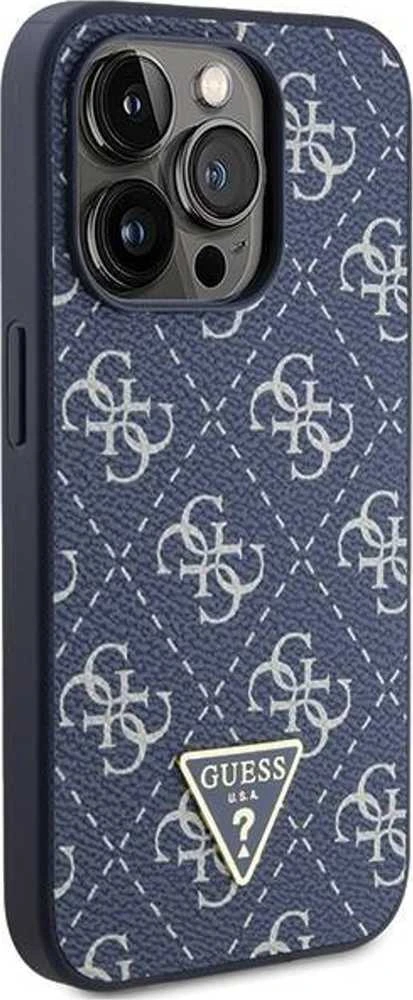 Guess GUHCP15LPG4GPB Apple iPhone 15 Pro 6.1″ mėlynas kietas dėklas 4G Triangle Metal Logo