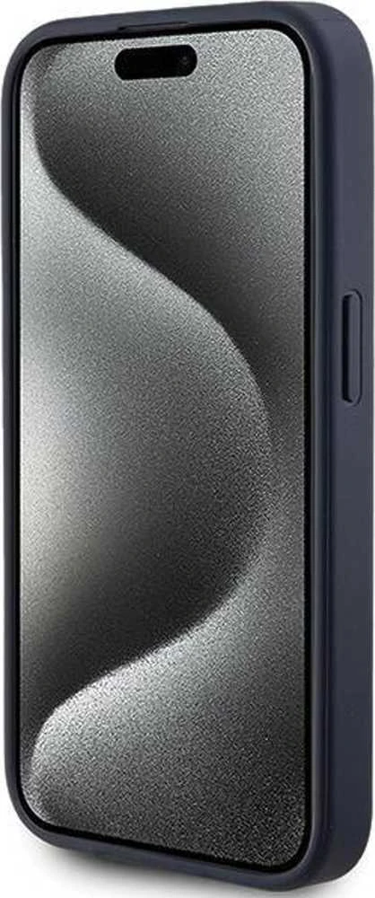 Guess GUHCP15LPG4GPB Apple iPhone 15 Pro 6.1″ mėlynas kietas dėklas 4G Triangle Metal Logo