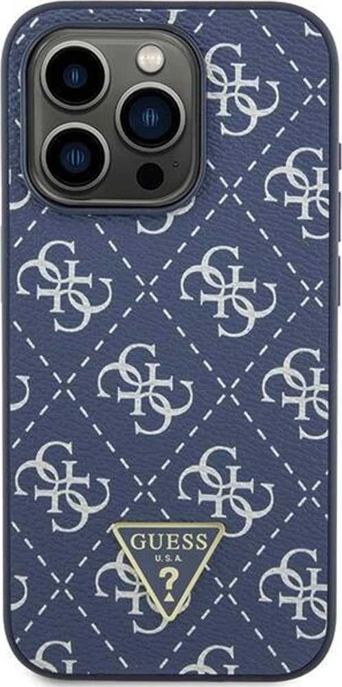 Guess GUHCP15LPG4GPB Apple iPhone 15 Pro 6.1″ mėlynas kietas dėklas 4G Triangle Metal Logo
