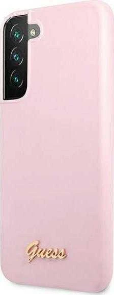 Guess GUHCS22MLSLMGLA S22+ S906 lavender kietas dėklas Silicone Script Metal Logo