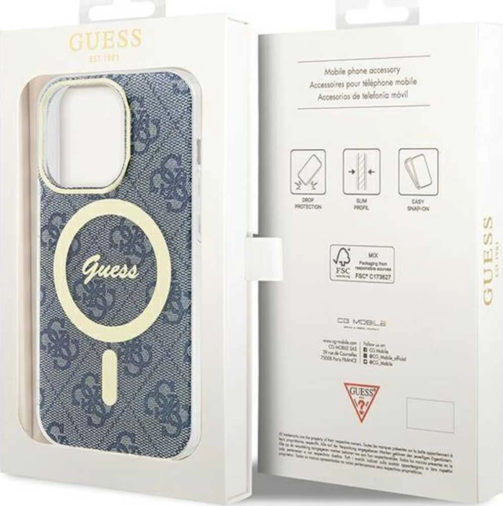 Guess GUHMP15LH4STB Apple iPhone 15 Pro 6.1″ mėlynas kietas dėklas IML 4G MagSafe