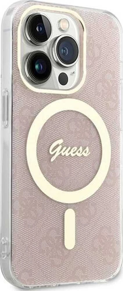 Guess GUHMP15LH4STP Apple iPhone 15 Pro 6.1″ rožinės spalvos kietas dėklas IML 4G MagSafe