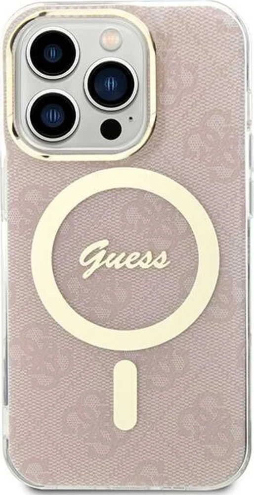 Guess GUHMP15LH4STP Apple iPhone 15 Pro 6.1″ rožinės spalvos kietas dėklas IML 4G MagSafe