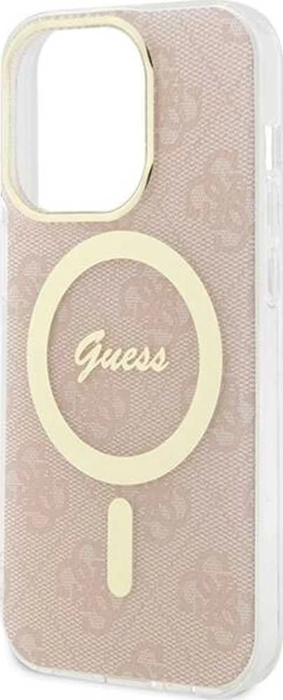 Guess GUHMP15LH4STP Apple iPhone 15 Pro 6.1″ rožinės spalvos kietas dėklas IML 4G MagSafe
