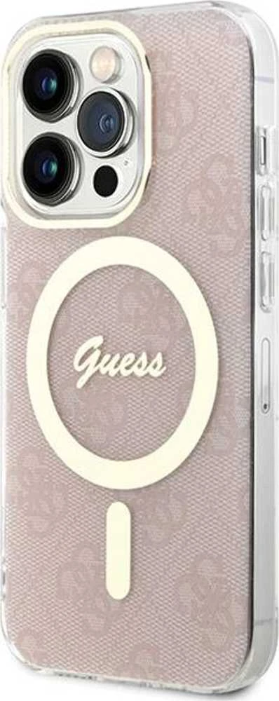 Guess GUHMP15LH4STP Apple iPhone 15 Pro 6.1″ rožinės spalvos kietas dėklas IML 4G MagSafe