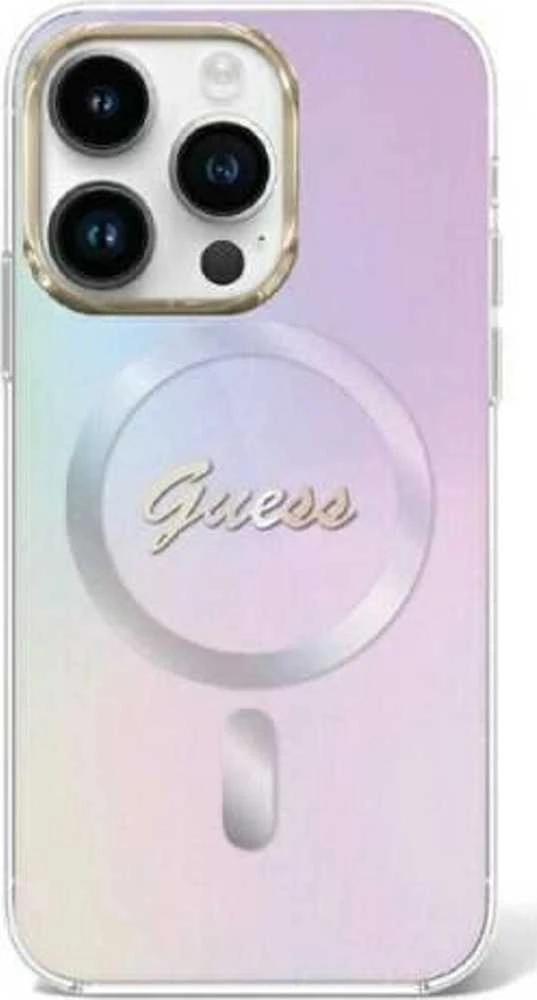 Guess GUHMP15LHITSU Apple iPhone 15 Pro 6.1″ violetinės spalvos kietas dėklas IML Iridescent MagSafe