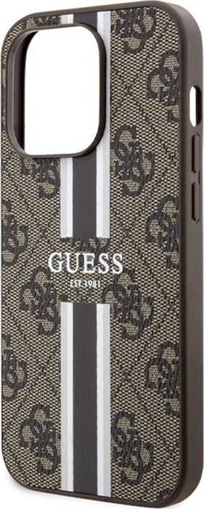 Guess GUHMP15LP4RPSW Apple iPhone 15 Pro 6.1″ rudos spalvos kietas dėklas 4G Printed Stripes MagSafe