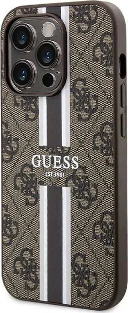 Guess GUHMP15LP4RPSW Apple iPhone 15 Pro 6.1″ rudos spalvos kietas dėklas 4G Printed Stripes MagSafe