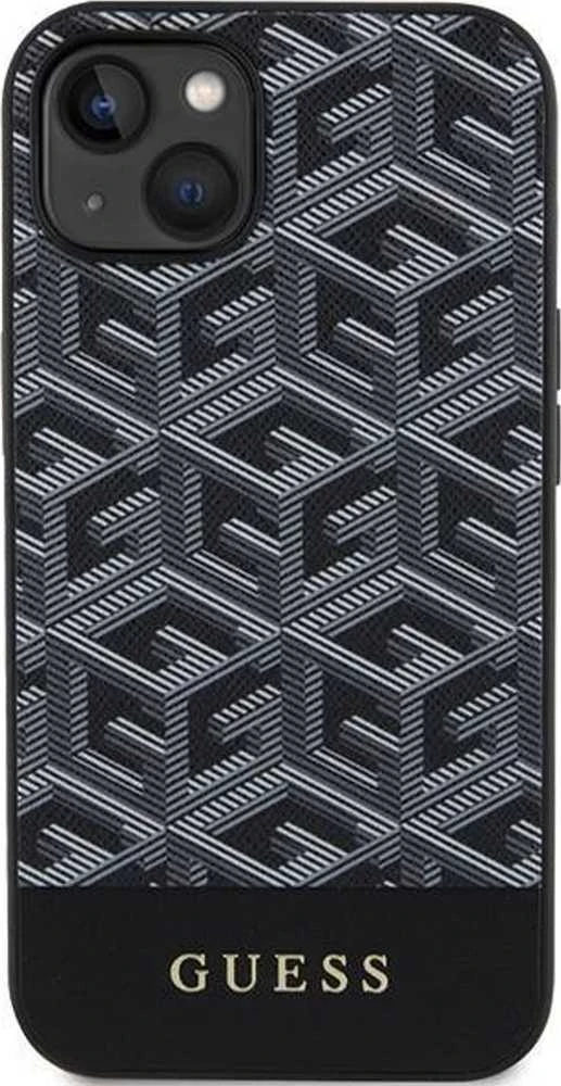 Guess GUHMP15SHGCFSEK Apple iPhone 15 / 14 /13 6.1″ juodos spalvos kietas dėklas GCube Stripes MagSafe