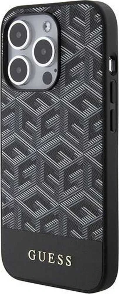 Guess GUHMP15XHGCFSEK Apple iPhone 15 Pro Max 6.7″ juodos spalvos kietas dėklas GCube Stripes MagSafe