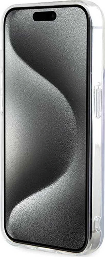 Guess GUHMP15XHITSU Apple iPhone 15 Pro Max 6.7″ violetinės spalvos kietas dėklas IML Iridescent MagSafe