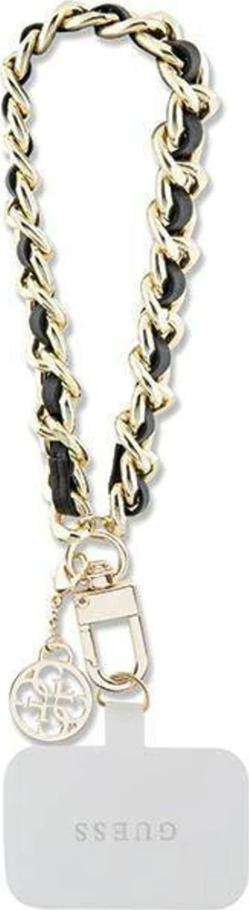 Guess GUOUCHSAMC4K Universal Hand Strap juodos spalvos Saffiano Chain 4G Charm