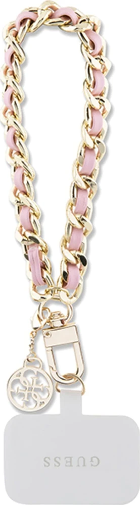 Guess GUOUCHSAMC4P Universal Hand Strap rožinės spalvos Saffiano Chain 4G Charm