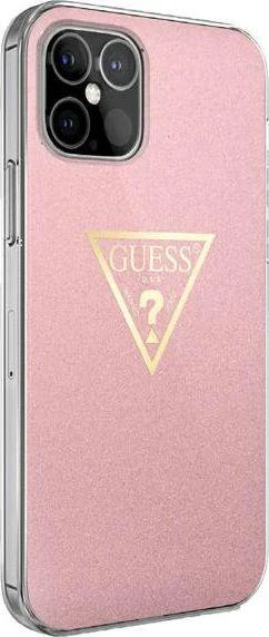 Guess GUHCP12SPCUMPTPI Apple iPhone 12 mini 5,4″ rožinės spalvos kietas dėklas Metallic Collection