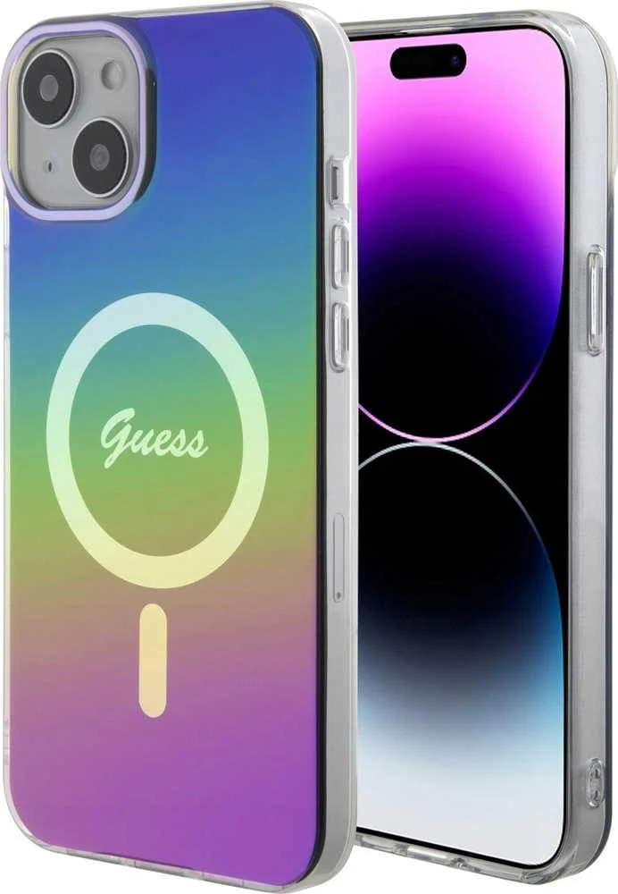Guess GUHMP15MHITSK Apple iPhone 15 Plus/ 14 Plus 6.7″ rainbow kietas dėklas IML Iridescent MagSa