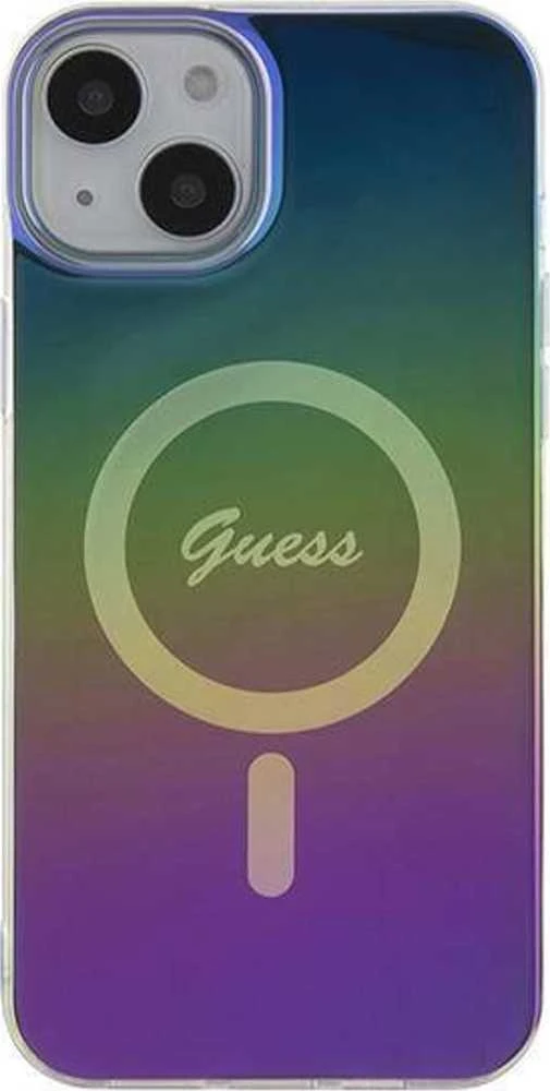 Guess GUHMP15SHITSK Apple iPhone 15 / 14 / 13 6.1″ rainbow kietas dėklas IML Iridescent MagSafe