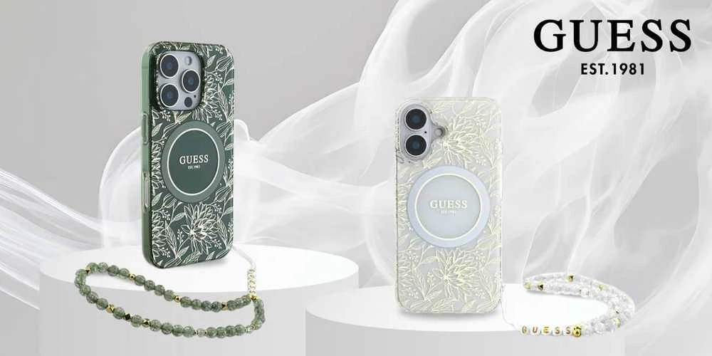 Guess GUHMP16XHCPOFPA Apple iPhone 16 Pro Max 6.9″ žalias kietas dėklas IML Flowers Allover Electro Wit