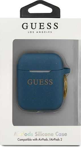 Apple AirPods Guess silikoninis Glitter (GUACCSILGLBL) ausinių dėklas mėlynos spalvos