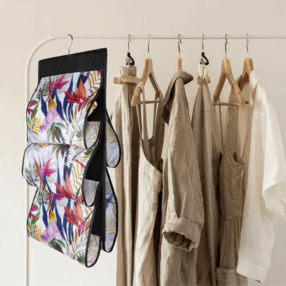 ORDINETT 5 handbags Floral Beauty hanging organiser