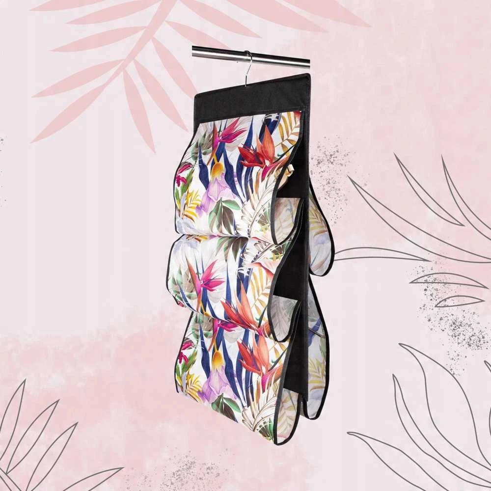 ORDINETT 5 handbags Floral Beauty hanging organiser