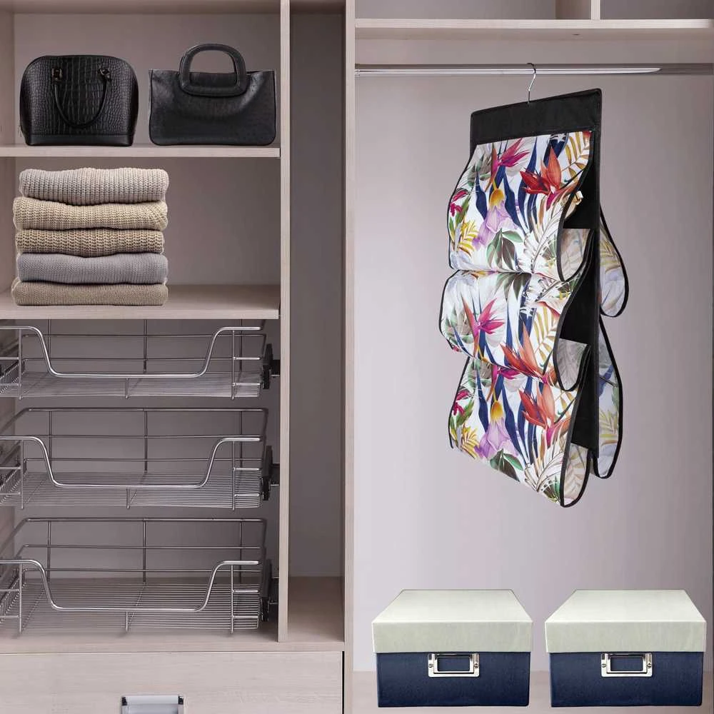 ORDINETT 5 handbags Floral Beauty hanging organiser