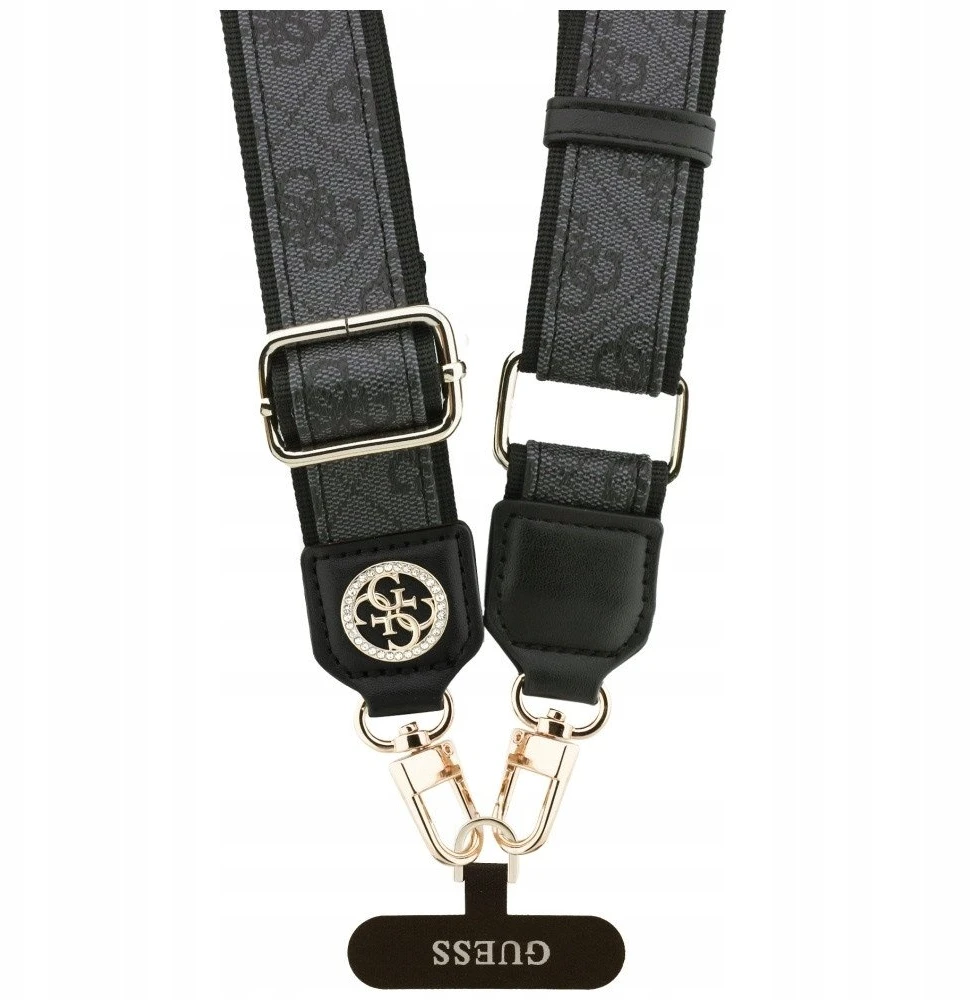 Universal lanyard Guess CBDY 4G Tether Patch Strass Metal Logo juodos spalvos
