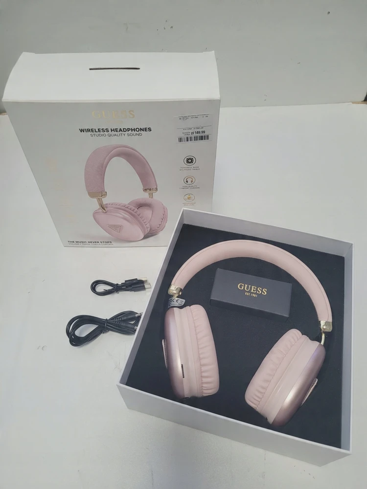 Ausinės Guess Bluetooth 5.3 Metallic Triangle Logo rožinės spalvos