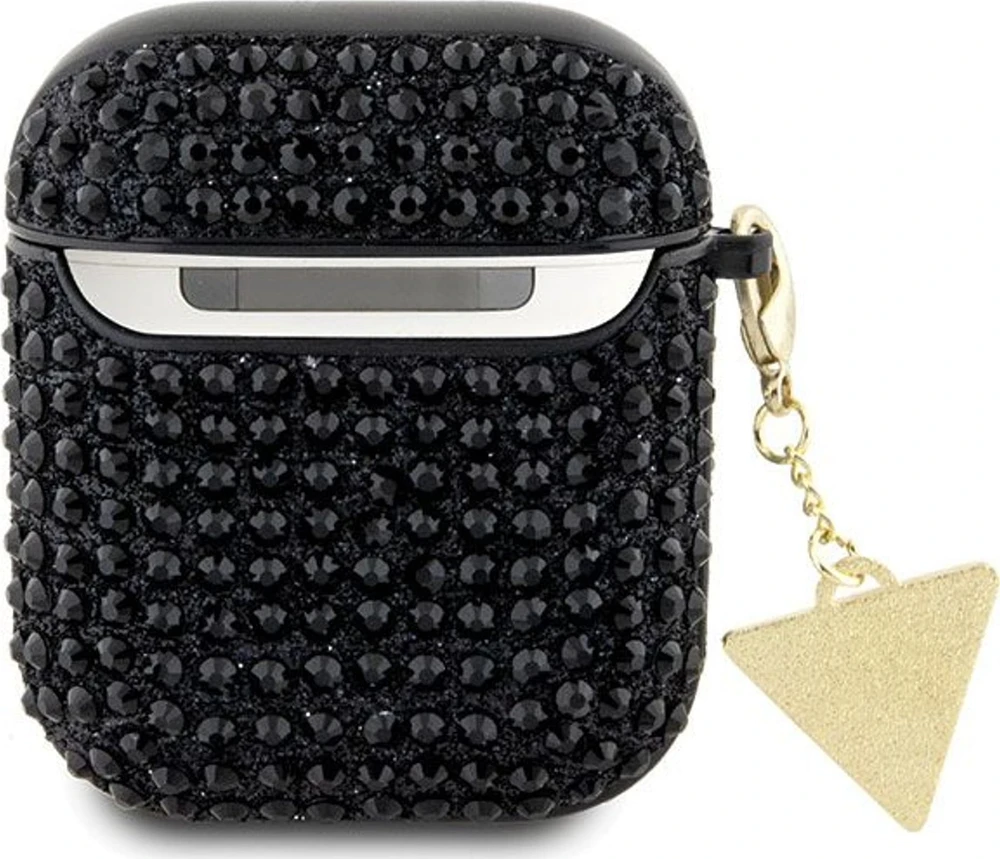 Apple AirPods Guess Hardcase Rhinestone Triangle (GUA2HDGTPK) ausinių dėklas juodos spalvos