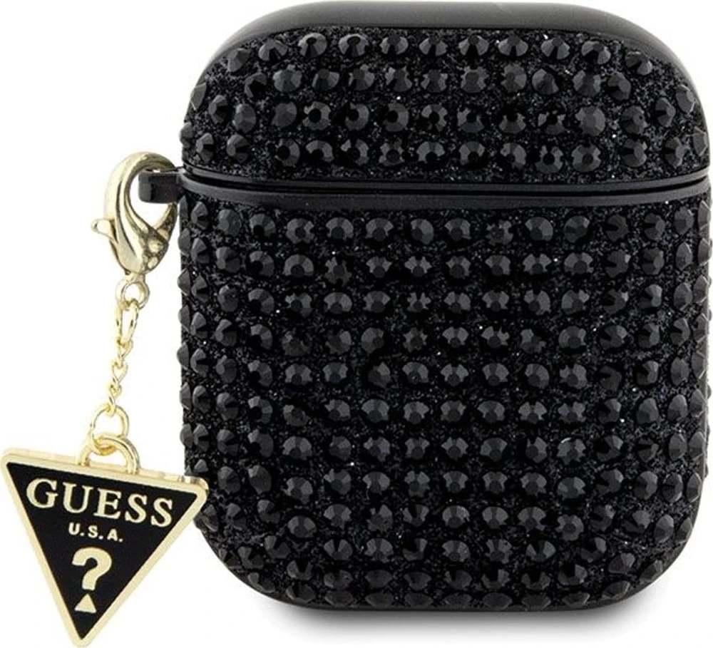 Apple AirPods Guess Hardcase Rhinestone Triangle (GUA2HDGTPK) ausinių dėklas juodos spalvos