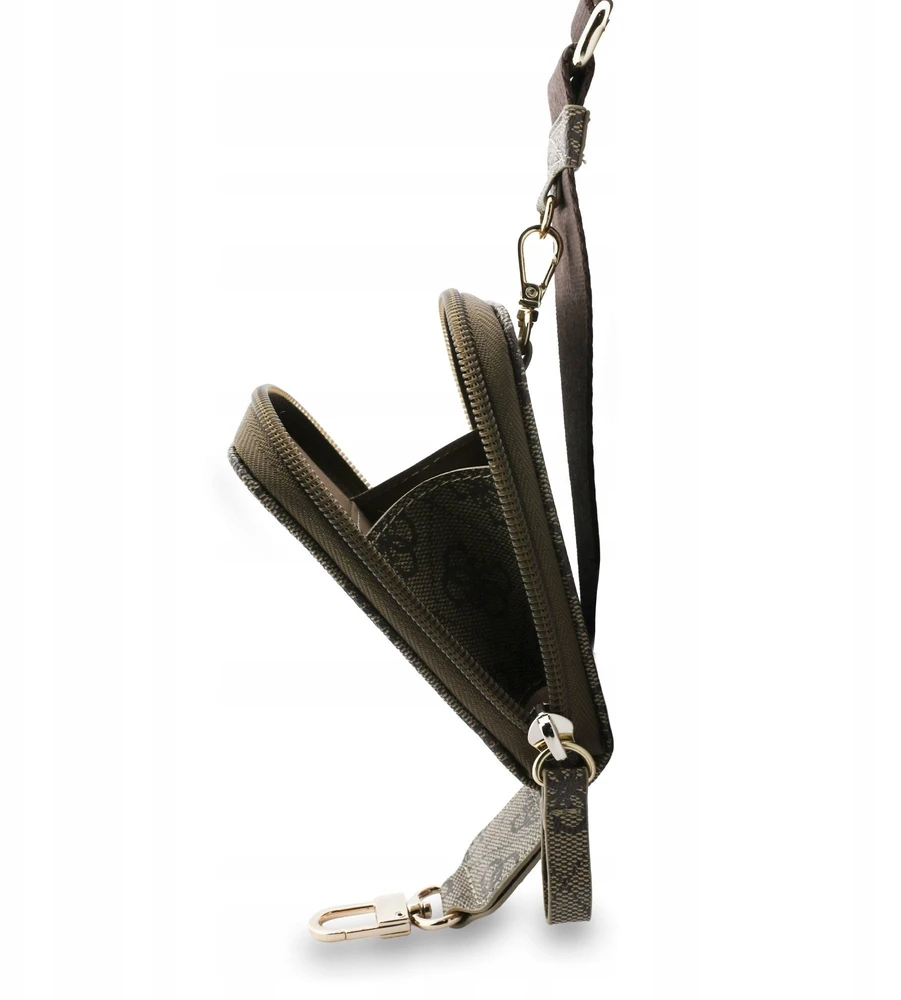 Dėklas Guess Crossbody Strap PU 4G Metal Logo + Purse rudos spalvos