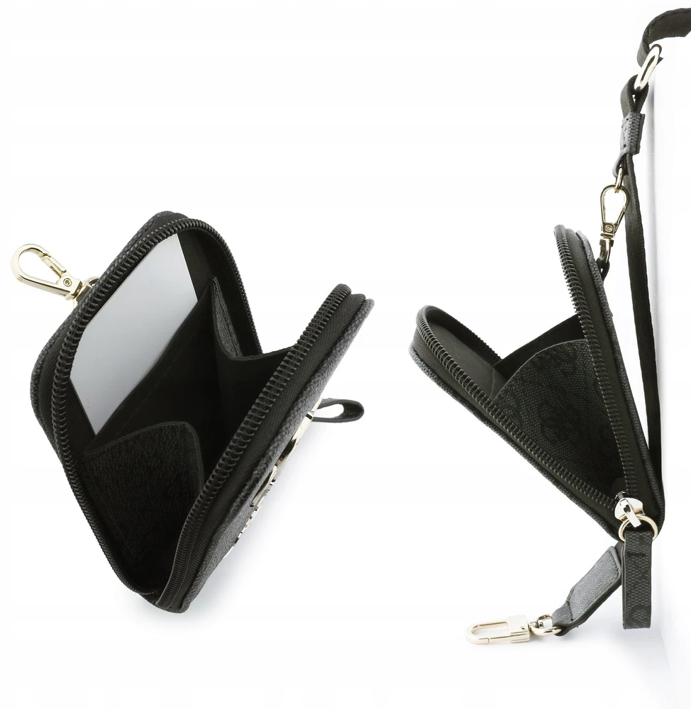Dėklas Guess Crossbody Strap PU 4G Metal Logo + Purse juodos spalvos