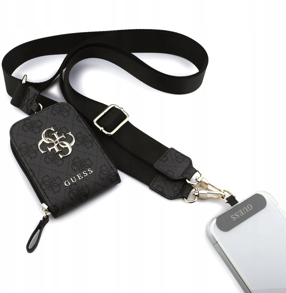 Dėklas Guess Crossbody Strap PU 4G Metal Logo + Purse juodos spalvos