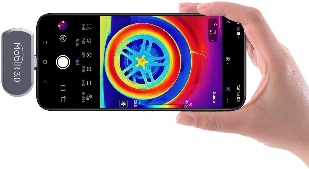Guide Išmaniojo telefono termovizijos kamera MobIR 3.0 ES2, USB-C, IR 256x192, NETD 15 mK, 30 Hz, iOS ir Android