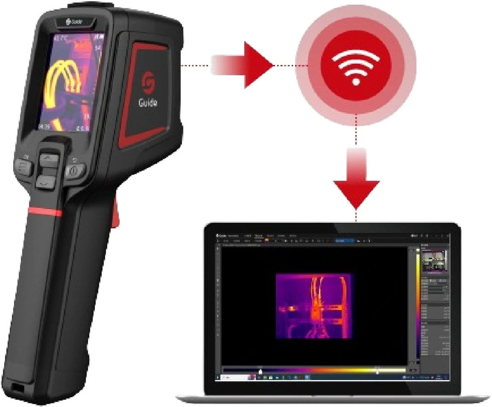 „Guide“ termovizijos kamera „GuideIR“, 256x192, nuo -20 °C iki 550 °C, FOV 25°, LCD 2,4'', lazeris, 2 MP, 16 GB atmintis, „Wi-Fi“, 11 val. baterija, E2+