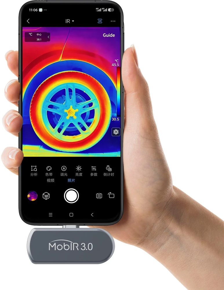Guide MobIR 3.0 ES2+, termovizijos kamera išmaniesiems telefonams USB-C su vaizdo kamera, IR 256x192, NETD 15 mK, 30 Hz, iOS ir Android