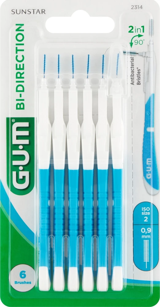 GUM Dviejų krypčių dantenų šepetėlis 0,9 mm