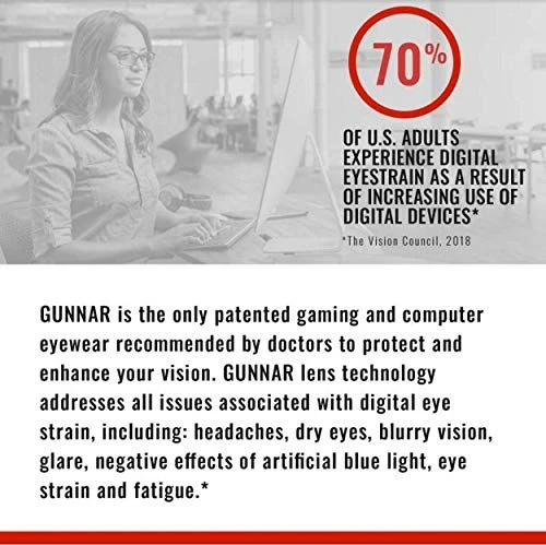 Gunnar Optiks Vertex kompiuteriniai akiniai, blokuojantys mėlyną šviesą - gintariniai stiklai, juodos spalvos