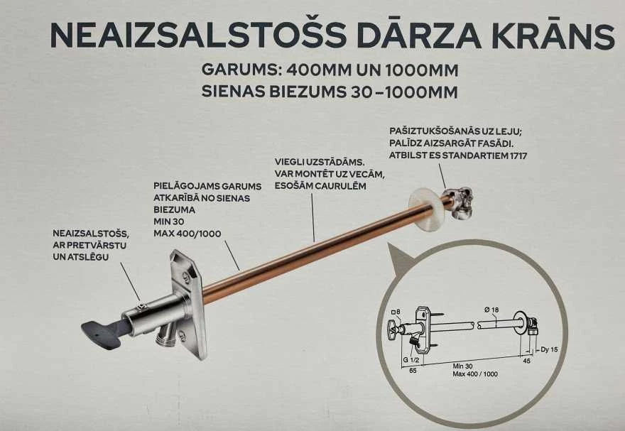 Lauko čiaupas neužšąlantis Gustavsberg FG0105062, 1/2''