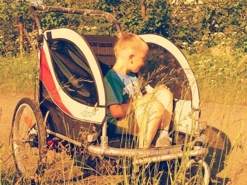 Guto Guto Deluxe 2in1 dviračio priekaba raudona / šviesiai pilka